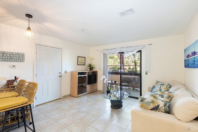 view of tiled living room