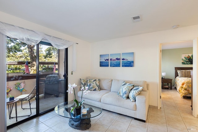 view of tiled living room