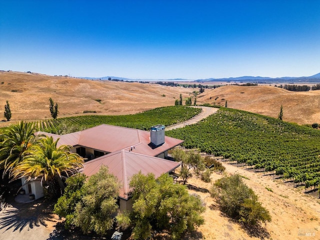 birds eye view of property with a rural view