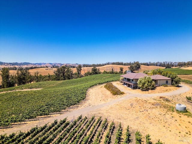 birds eye view of property with a rural view