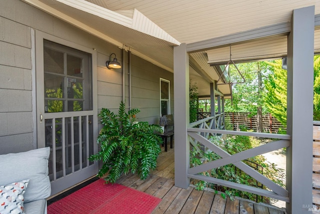 wooden deck with covered porch