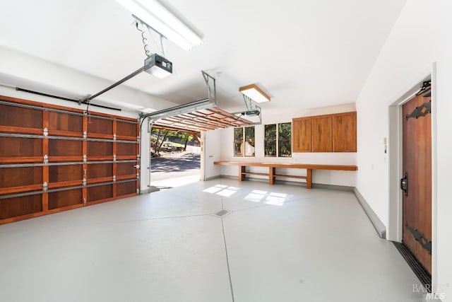 garage with a garage door opener