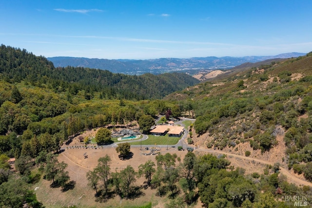 aerial view with a mountain view