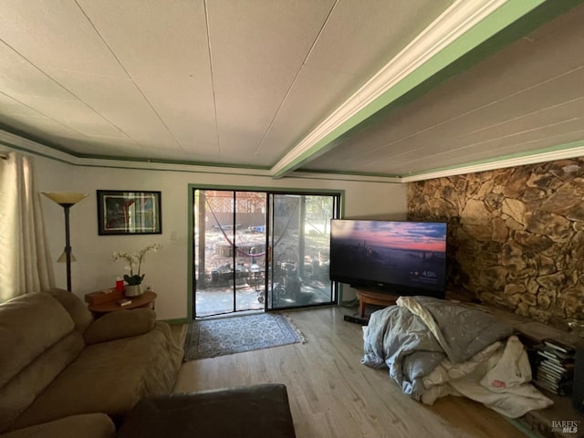 living room featuring light wood-type flooring