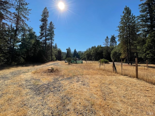 view of yard with a rural view