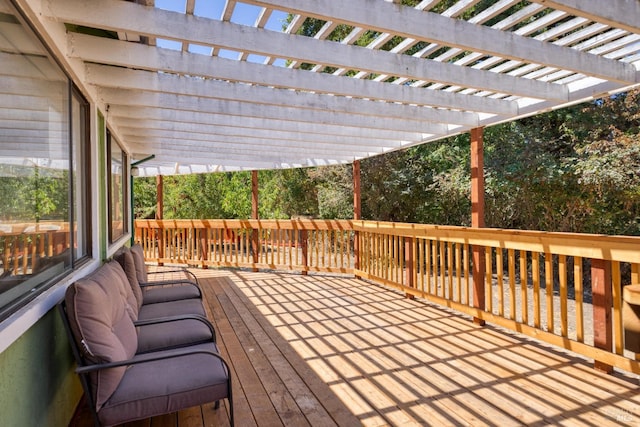 wooden terrace featuring a pergola