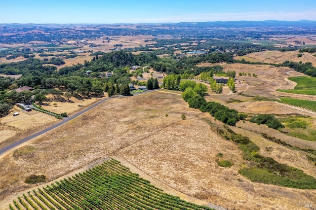 birds eye view of property featuring a rural view