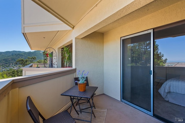 balcony with a mountain view