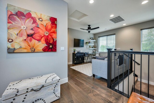 living room featuring dark hardwood / wood-style flooring