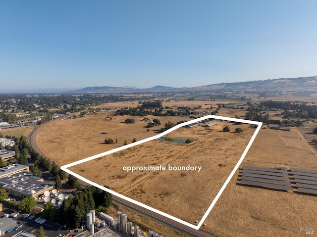 aerial view with a mountain view