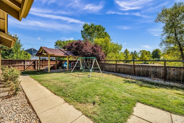 view of yard with a playground