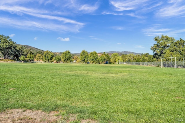 view of yard with a mountain view and a rural view