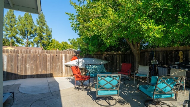 view of patio with an outdoor living space