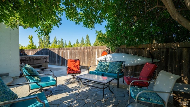 view of patio with a fenced backyard