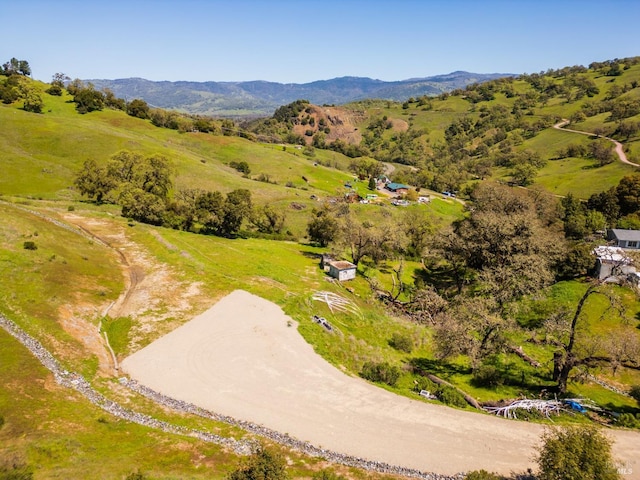 aerial view with a rural view and a mountain view