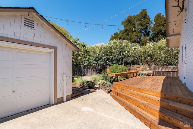 exterior space featuring a garage