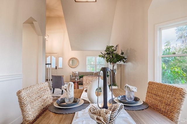 dining room with wood finished floors