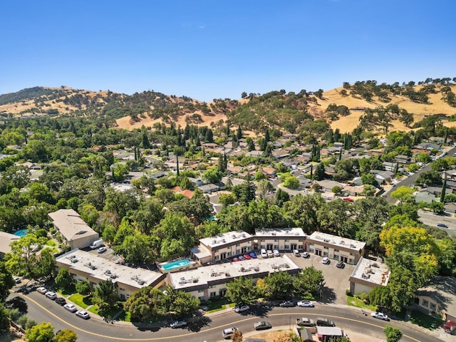 bird's eye view with a mountain view