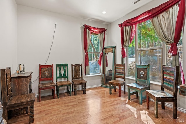 sitting room featuring light wood-type flooring and plenty of natural light