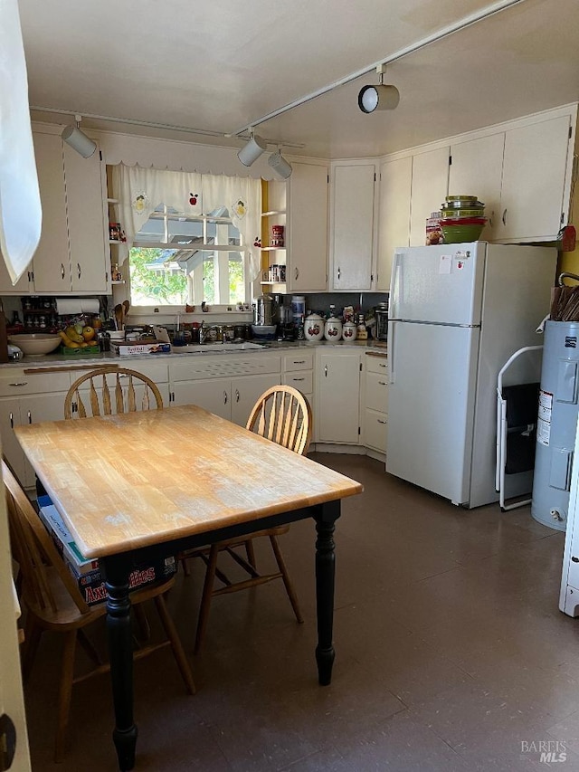 dining space with water heater