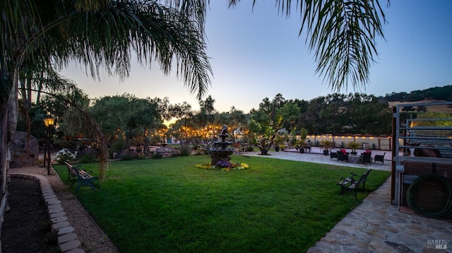 yard at dusk with a patio