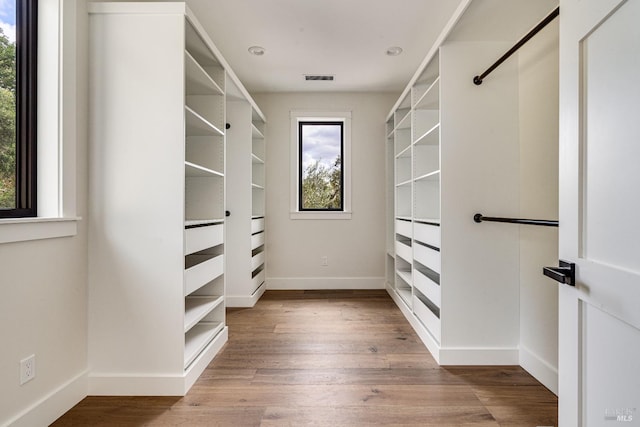 walk in closet featuring hardwood / wood-style flooring