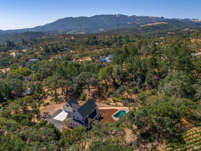 birds eye view of property with a mountain view