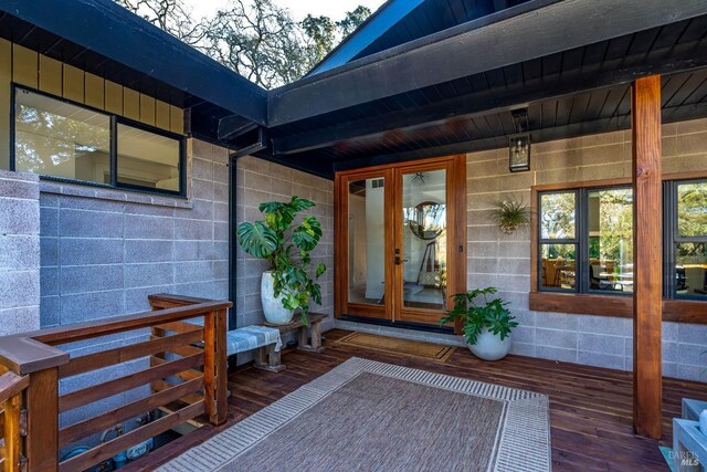 entrance to property featuring french doors