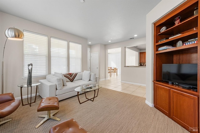 view of tiled living room