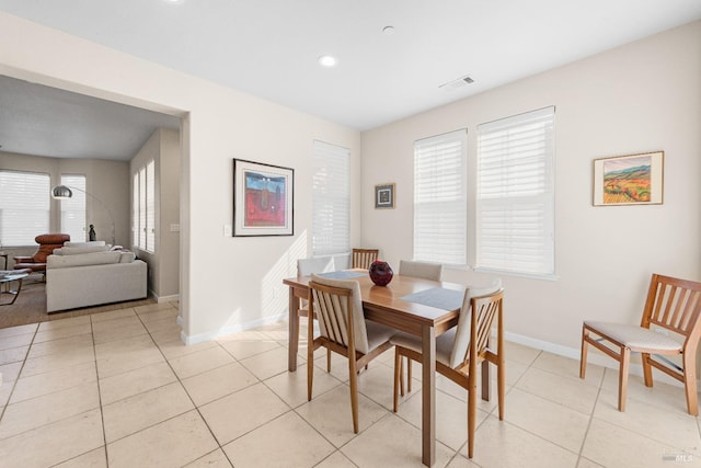 view of tiled dining room