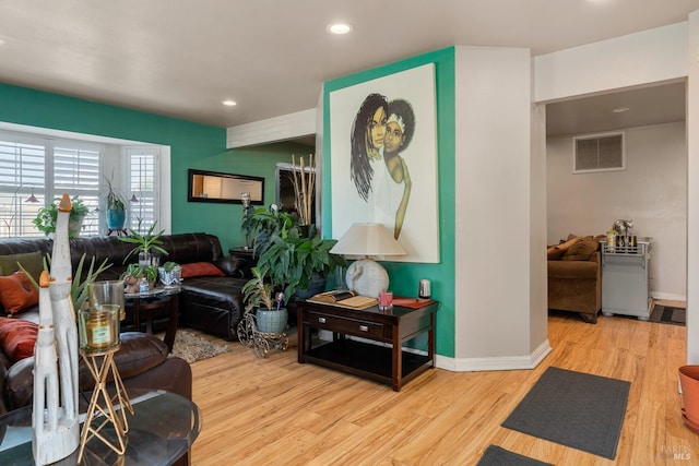 living room featuring light hardwood / wood-style flooring