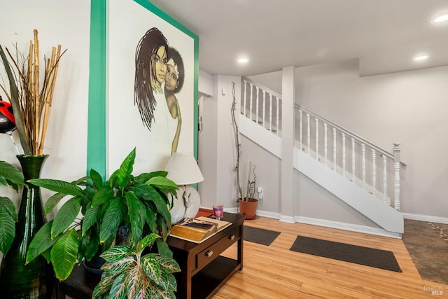 interior space with light hardwood / wood-style floors