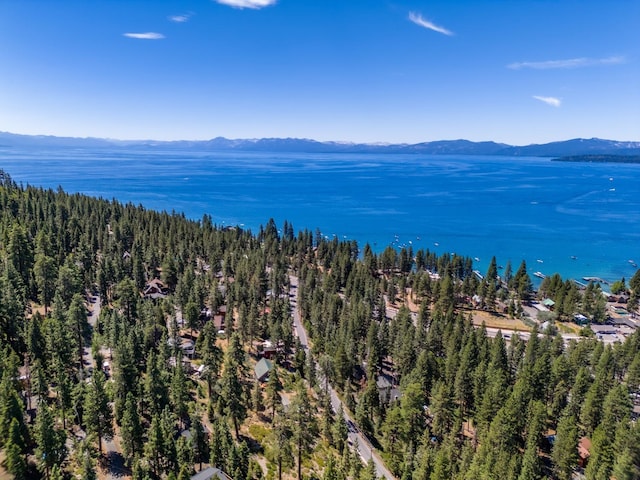 aerial view with a water and mountain view