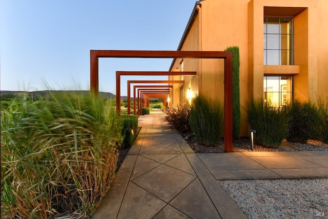 exterior space featuring stucco siding