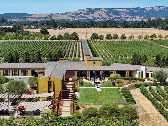 bird's eye view with a mountain view and a rural view