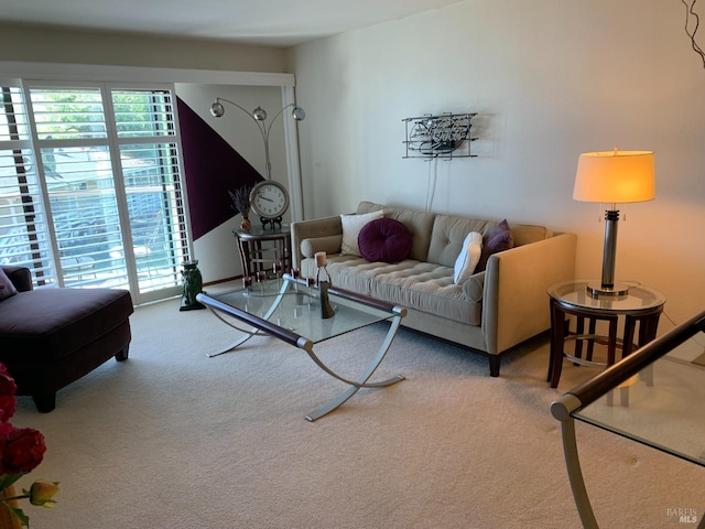 view of carpeted living area