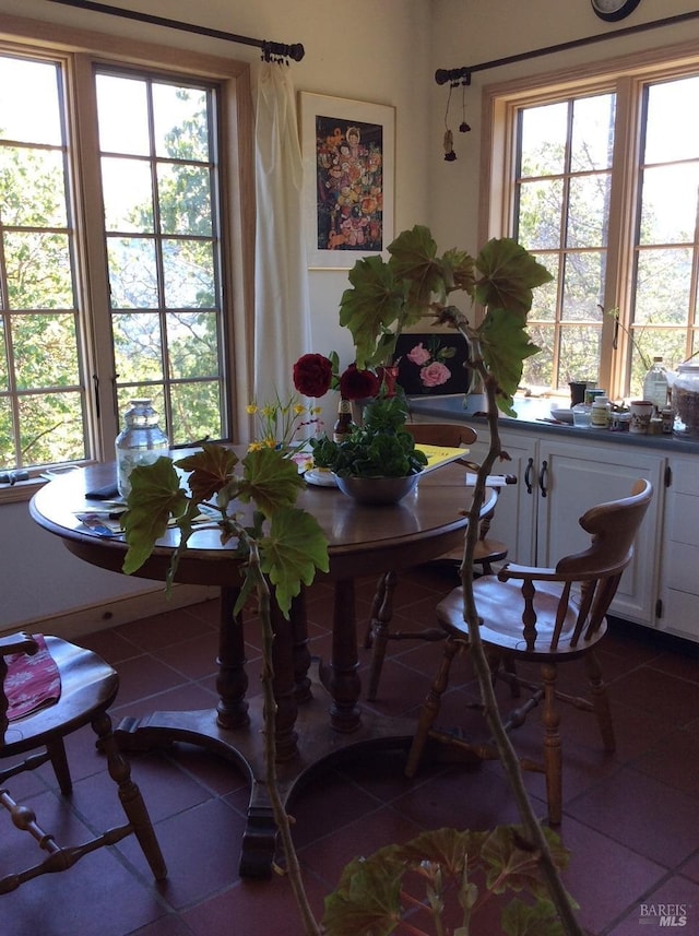 dining space with tile patterned floors