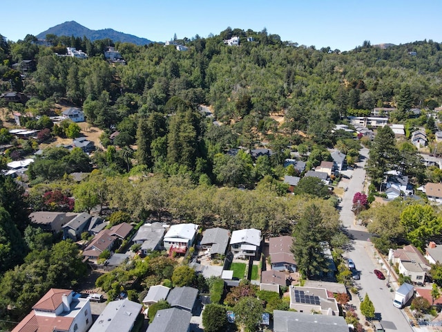 birds eye view of property with a mountain view