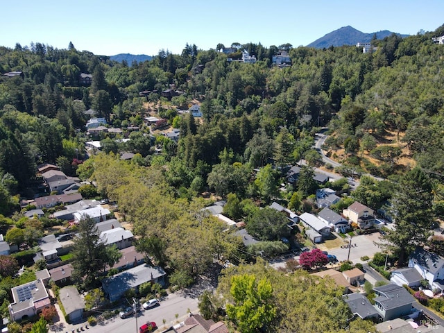 drone / aerial view featuring a mountain view