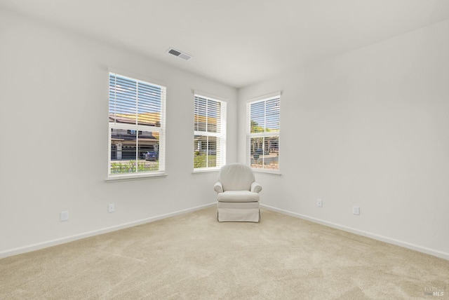 unfurnished room with light carpet