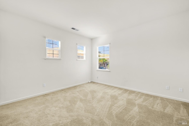 carpeted spare room featuring a wealth of natural light