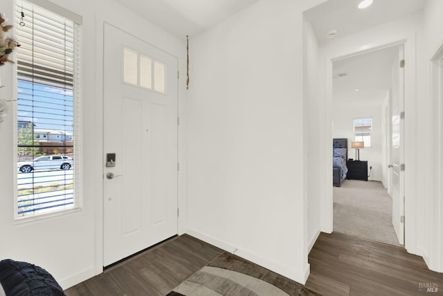 2464 Lake Club Dr, Fairfield, CA 94533 - foyer entrance featuring baseboards, recessed lighting, and dark wood-style flooring