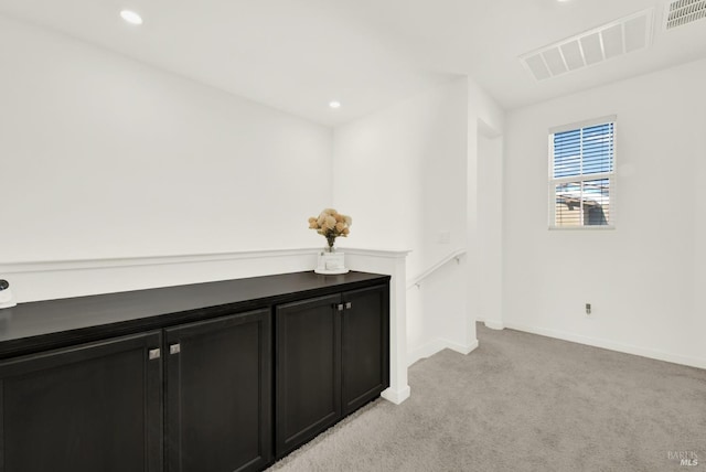 2464 Lake Club Dr, Fairfield, CA 94533 - hall featuring recessed lighting, light carpet, baseboards, and visible vents