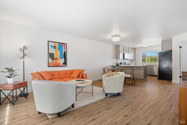 living room with light hardwood / wood-style floors