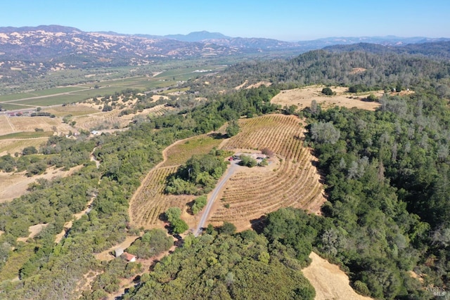 bird's eye view with a mountain view and a rural view