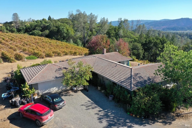 drone / aerial view with a mountain view