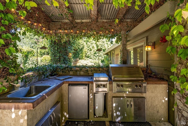 view of patio / terrace with sink, an outdoor kitchen, and area for grilling