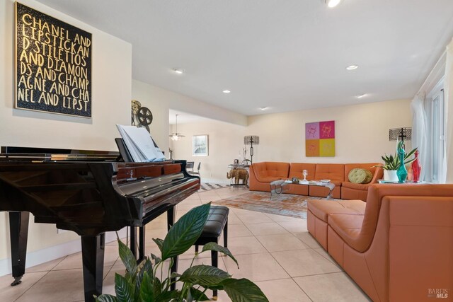 view of tiled living room