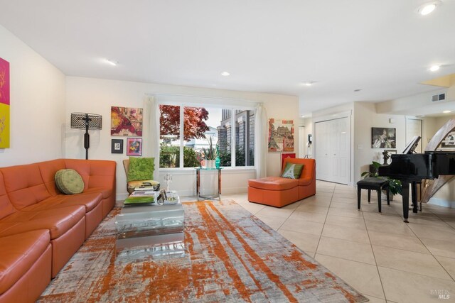 view of tiled living room