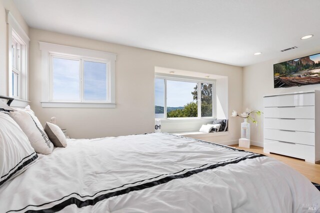 bedroom with wood-type flooring